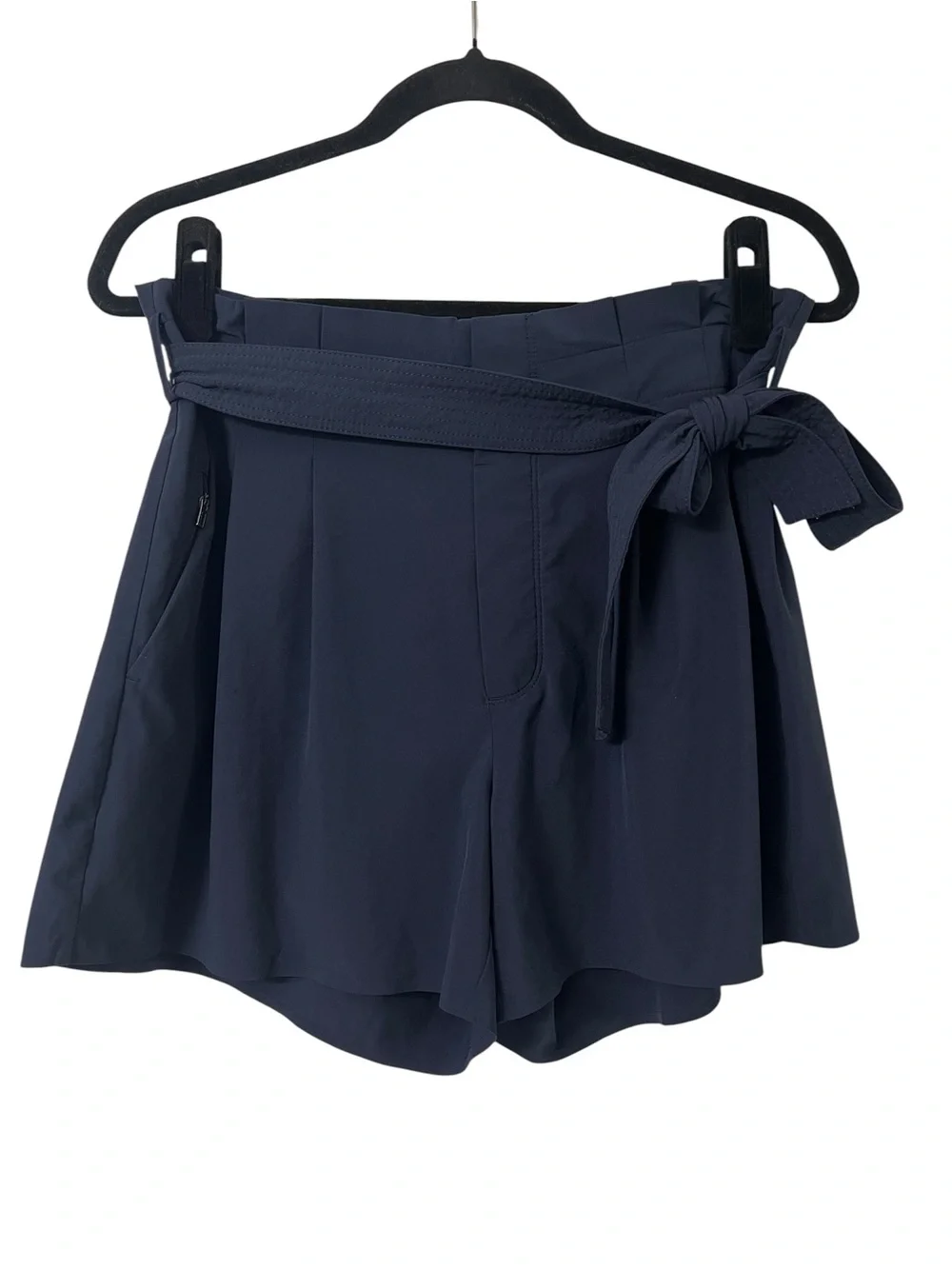 Athleta Skyline Short II Navy Blue Tie-Belt Nautical Preppy Casual- 8 - Picture 1 of 7